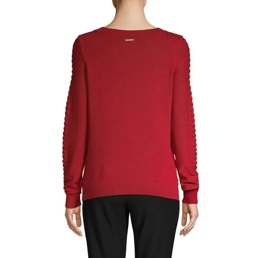 New! MICHAEL KORS Women's Cable-Knit Red 100% Cotton Sweater Size Small